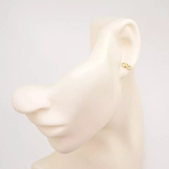 Tiffany & Co. Infinity Mini Stud Earrings 18K Yellow Gold 750 Auth w/Box - Picture 16 of 16